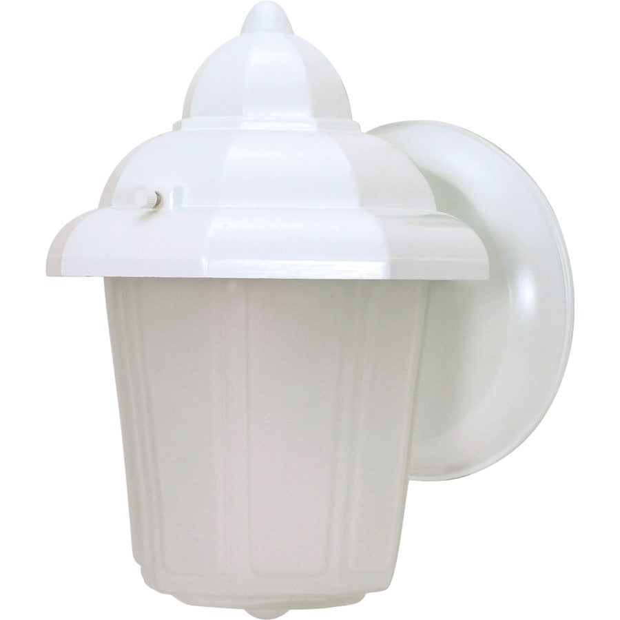 Nuvo 60-639 1-Light Outdoor Wall Lantern | Traditional White and Satin Frosted Glass | Entryway & Covered Patio | 6 x 8.875 x 5 in | Model 60-639