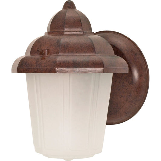 Nuvo 60-640 1-Light Outdoor Wall Lantern | Traditional Old Bronze and Satin Frosted Glass | Covered Patio & Entryway | 6 x 5 x 8.875 in | Model 60-640