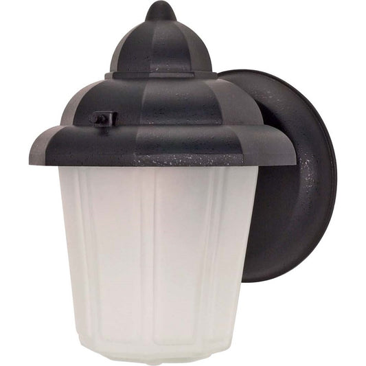 Nuvo 60-641 1-Light Outdoor Wall Lantern | Textured Black and Satin Frosted Glass | Covered Patio & Entryway | 6 x 5 x 8.875 in | Model 60-641