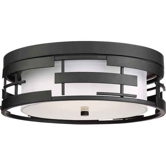Nuvo Lighting Lansing 3 Light Flush, White Shade/& Opal Diffuser Black