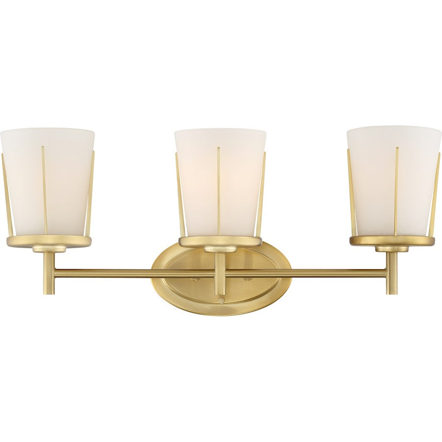 Nuvo Lighting Serene 22in 3-Light Wall Sconce | Contemporary Natural Brass and Satin White Glass | Living Room & Hallway Accent | 9 x 22 x | Model 60-6533
