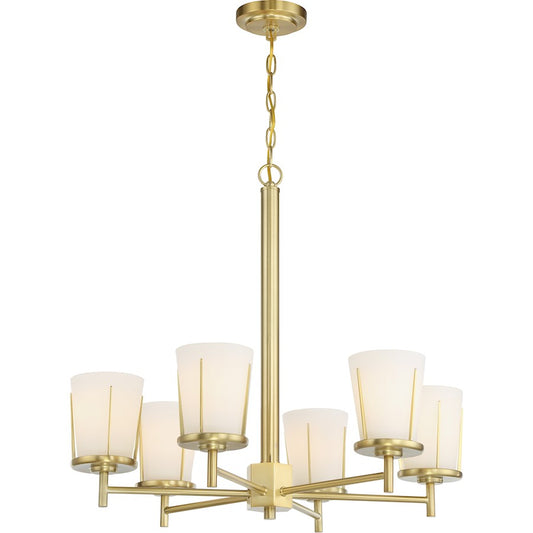 6 Light Chandelier, Satin White