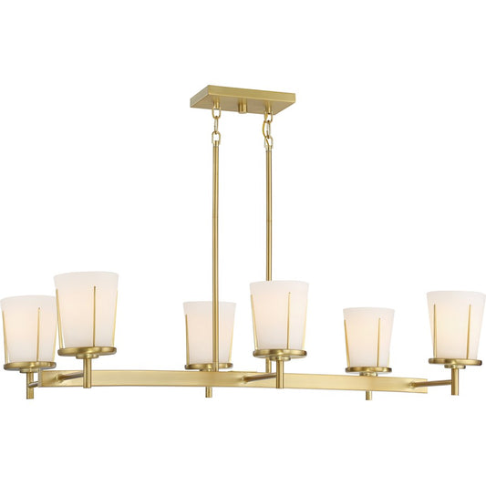 Nuvo Lighting Serene 36in 6-Light Island Pendant | Transitional Natural Brass | Kitchen Island & Dining Room | 36 x 20 x 8 in | Model 60-6538