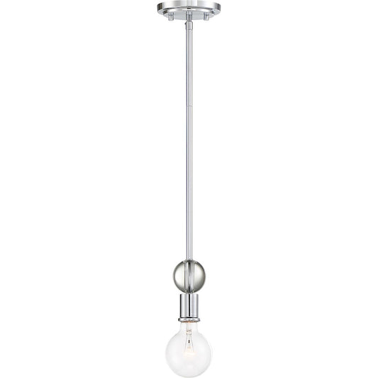 1 Light Mini Pendant, Crystal Accent Nickel