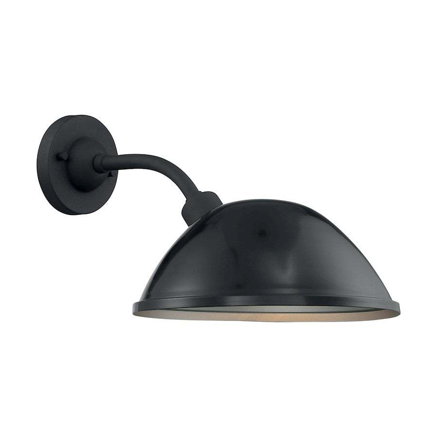 Nuvo South Street 12in 1-Light Wall Sconce | Farmhouse Gloss Black and Silver Metal | Outdoor & Bathroom Wall Light | 12 x 10.88 in | Model 60-6904