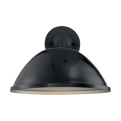 Nuvo South Street 12in 1-Light Wall Sconce | Farmhouse Gloss Black and Silver Metal | Outdoor & Bathroom Wall Light | 12 x 10.88 in | Model 60-6904