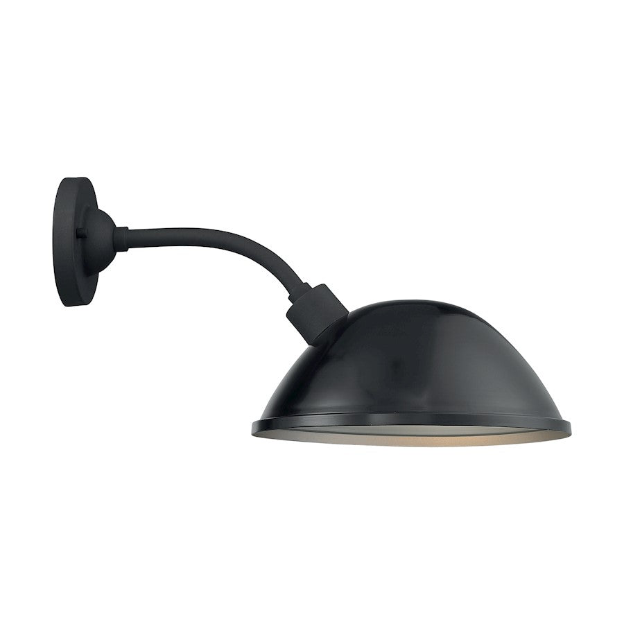 Nuvo South Street 12in 1-Light Wall Sconce | Farmhouse Gloss Black and Silver Metal | Outdoor & Bathroom Wall Light | 12 x 10.88 in | Model 60-6904