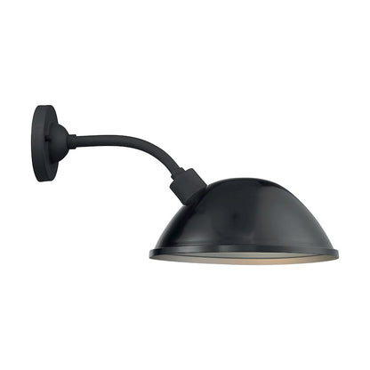 Nuvo South Street 12in 1-Light Wall Sconce | Farmhouse Gloss Black and Silver Metal | Outdoor & Bathroom Wall Light | 12 x 10.88 in | Model 60-6904