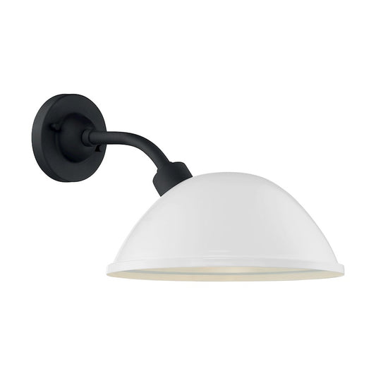 Nuvo South Street 12in 1-Light Wall Sconce | Farmhouse Gloss White and Textured Black | Indoor & Covered Patio | 12 x 10.88 in | Model 60-6906