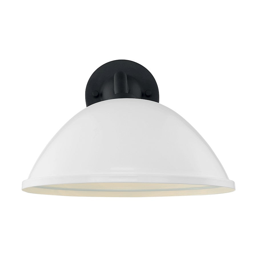 Nuvo South Street 12in 1-Light Wall Sconce | Farmhouse Gloss White and Textured Black | Indoor & Covered Patio | 12 x 10.88 in | Model 60-6906