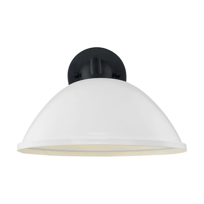 Nuvo South Street 12in 1-Light Wall Sconce | Farmhouse Gloss White and Textured Black | Indoor & Covered Patio | 12 x 10.88 in | Model 60-6906