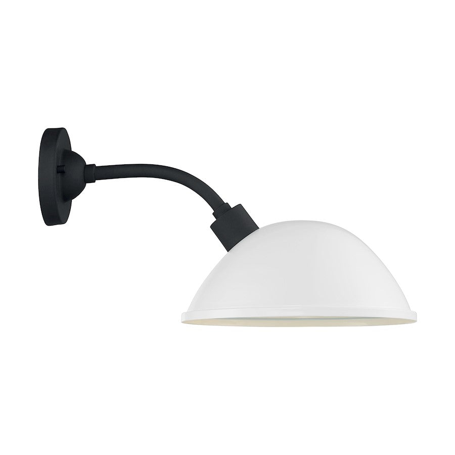 Nuvo South Street 12in 1-Light Wall Sconce | Farmhouse Gloss White and Textured Black | Indoor & Covered Patio | 12 x 10.88 in | Model 60-6906