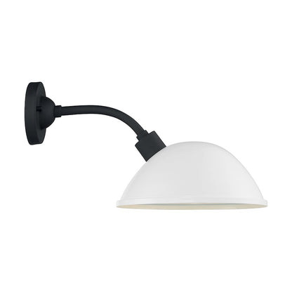 Nuvo South Street 12in 1-Light Wall Sconce | Farmhouse Gloss White and Textured Black | Indoor & Covered Patio | 12 x 10.88 in | Model 60-6906