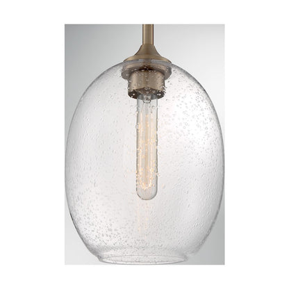 1 Light 8" Pendant, Seeded Glass
