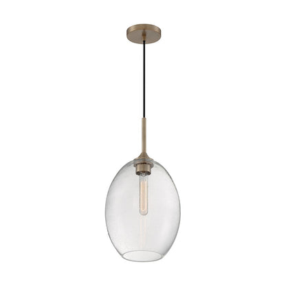 Nuvo Lighting Aria 12in 1-Light Pendant | Transitional Burnished Brass and Clear Seeded Glass | Kitchen Island & Dining Room | 11.63 x | Model 60-7018