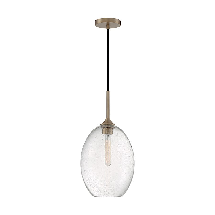 Nuvo Lighting Aria 12in 1-Light Pendant | Transitional Burnished Brass and Clear Seeded Glass | Kitchen Island & Dining Room | 11.63 x | Model 60-7018