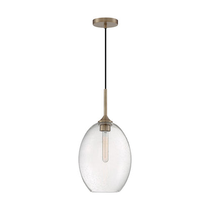 Nuvo Lighting Aria 12in 1-Light Pendant | Transitional Burnished Brass and Clear Seeded Glass | Kitchen Island & Dining Room | 11.63 x | Model 60-7018