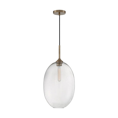 Nuvo Lighting Aria 12in 1-Light Pendant | Transitional Burnished Brass and Clear Seeded Glass | Kitchen Island & Dining Room | 11.63 x | Model 60-7018