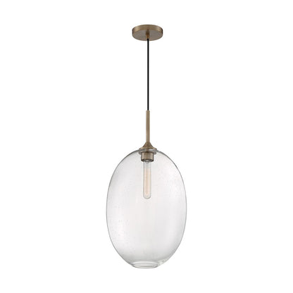 Nuvo Lighting Aria 12in 1-Light Pendant | Transitional Burnished Brass and Clear Seeded Glass | Kitchen Island & Dining Room | 11.63 x | Model 60-7018