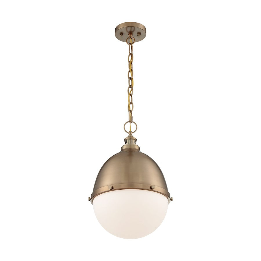 Nuvo Lighting Ronan 13in 1-Light Pendant | Vintage Burnished Brass and Etched Opal Glass | Kitchen Island & Dining Room | 12.63 x 12.63 x | Model 60-7039