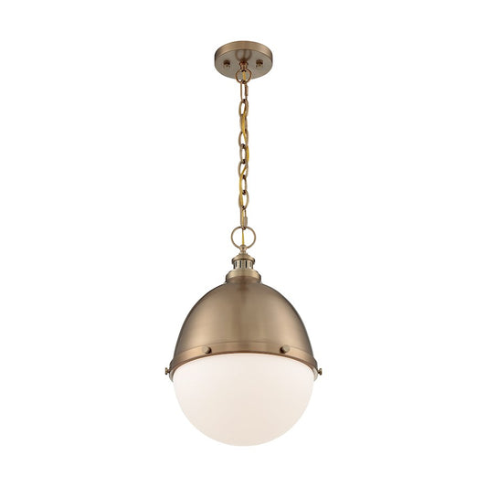 Nuvo Lighting Ronan 13in 1-Light Pendant | Vintage Burnished Brass and Etched Opal Glass | Kitchen Island & Dining Room | 12.63 x 12.63 x | Model 60-7039