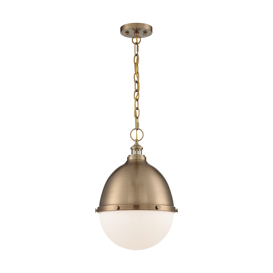 Nuvo Lighting Ronan 13in 1-Light Pendant | Vintage Burnished Brass and Etched Opal Glass | Kitchen Island & Dining Room | 12.63 x 12.63 x | Model 60-7039