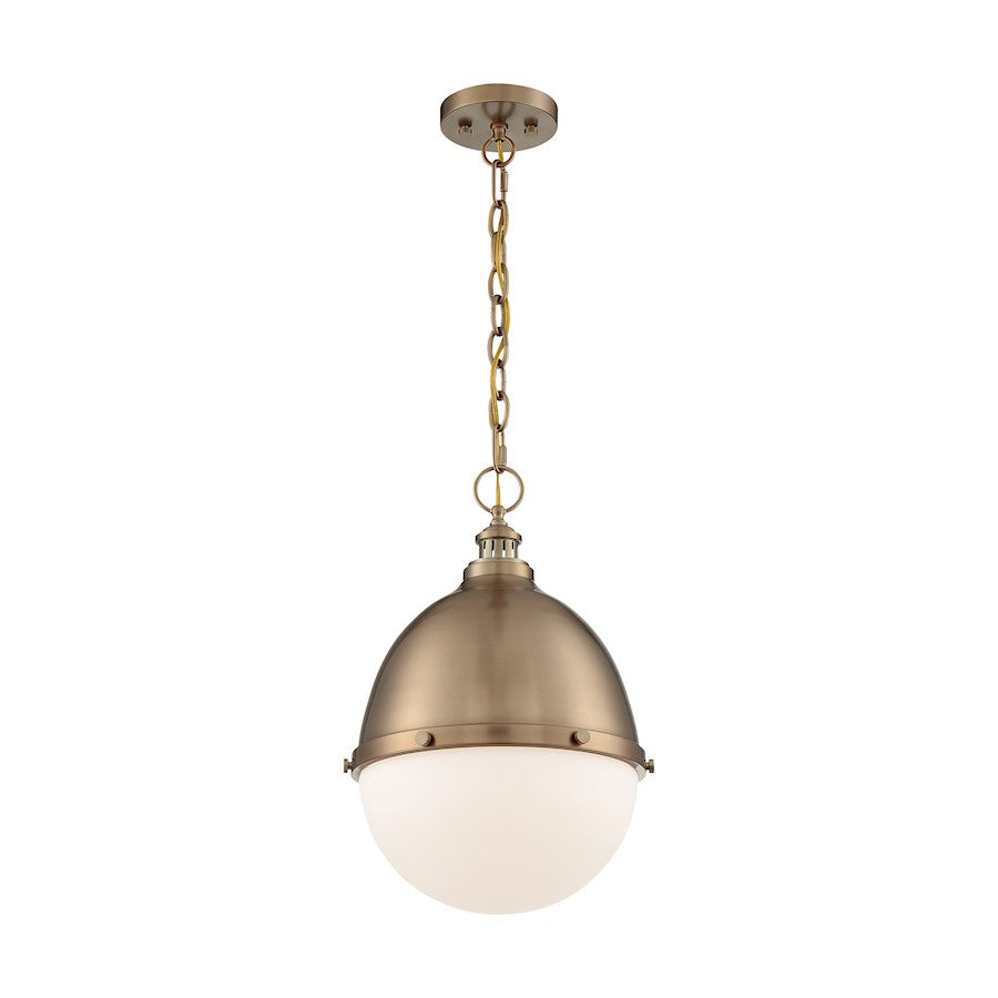 Nuvo Lighting Ronan 13in 1-Light Pendant | Vintage Burnished Brass and Etched Opal Glass | Kitchen Island & Dining Room | 12.63 x 12.63 x | Model 60-7039