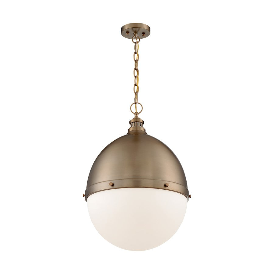 Nuvo Lighting Ronan 18in 1-Light Pendant | Vintage Burnished Brass and Etched Opal Glass | Kitchen Island & Dining Room | 17.5 x 17.5 x | Model 60-7049