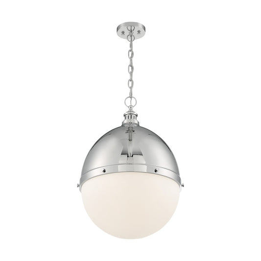 Nuvo Lighting Ronan 25in 1-Light Pendant | Vintage Polished Nickel and Etched Opal Glass | Kitchen Island & Dining Room | 17.5 x 24.63 in | Model 60-7050