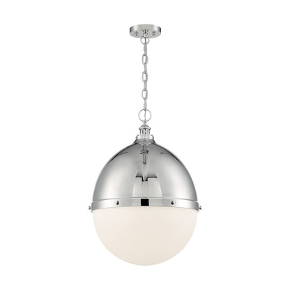 Nuvo Lighting Ronan 25in 1-Light Pendant | Vintage Polished Nickel and Etched Opal Glass | Kitchen Island & Dining Room | 17.5 x 24.63 in | Model 60-7050