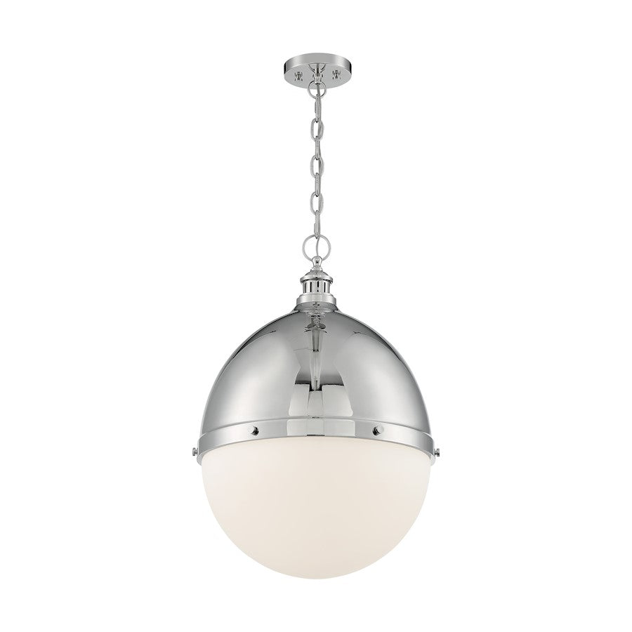 Nuvo Lighting Ronan 25in 1-Light Pendant | Vintage Polished Nickel and Etched Opal Glass | Kitchen Island & Dining Room | 17.5 x 24.63 in | Model 60-7050