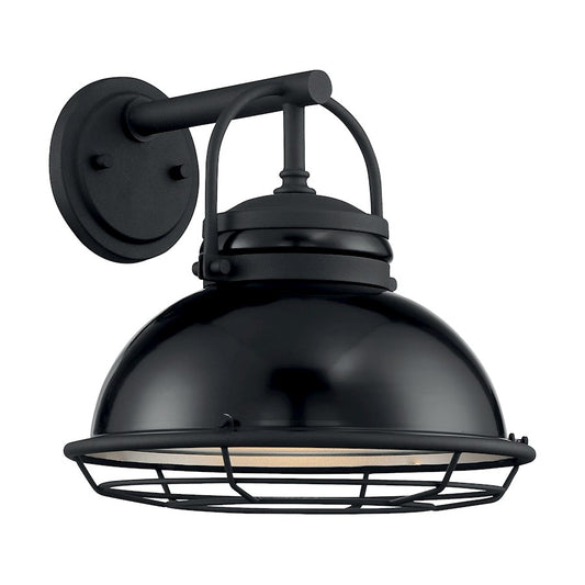 Nuvo Lighting Upton 12in 1-Light Wall Sconce | Nautical & Coastal Gloss Black and Silver | Indoor & Covered Patio | 12 x 12 in | Model 60-7062
