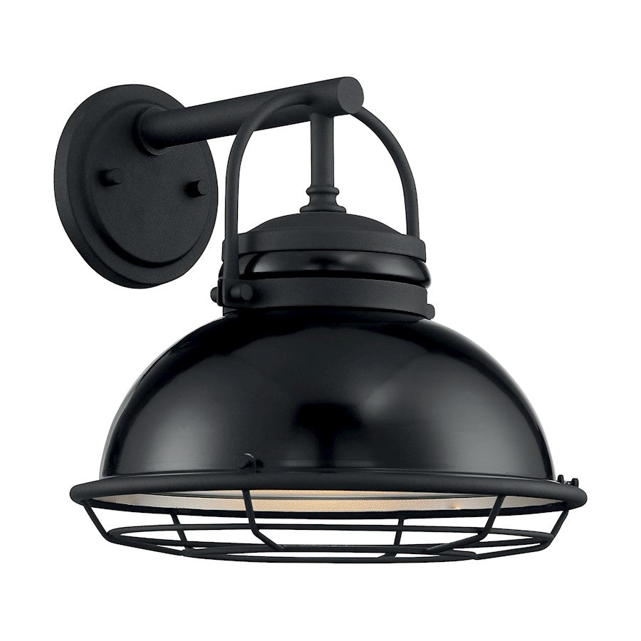 Nuvo Lighting Upton 12in 1-Light Wall Sconce | Nautical & Coastal Gloss Black and Silver | Indoor & Covered Patio | 12 x 12 in | Model 60-7062