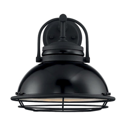 Nuvo Lighting Upton 12in 1-Light Wall Sconce | Nautical & Coastal Gloss Black and Silver | Indoor & Covered Patio | 12 x 12 in | Model 60-7062