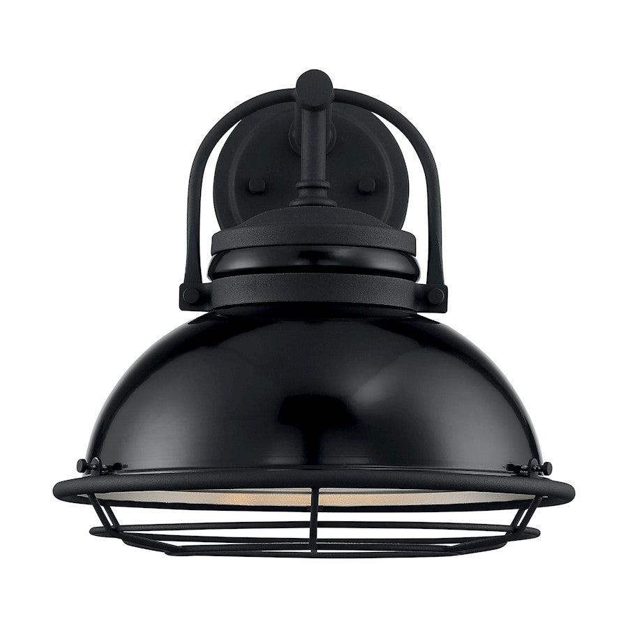Nuvo Lighting Upton 12in 1-Light Wall Sconce | Nautical & Coastal Gloss Black and Silver | Indoor & Covered Patio | 12 x 12 in | Model 60-7062