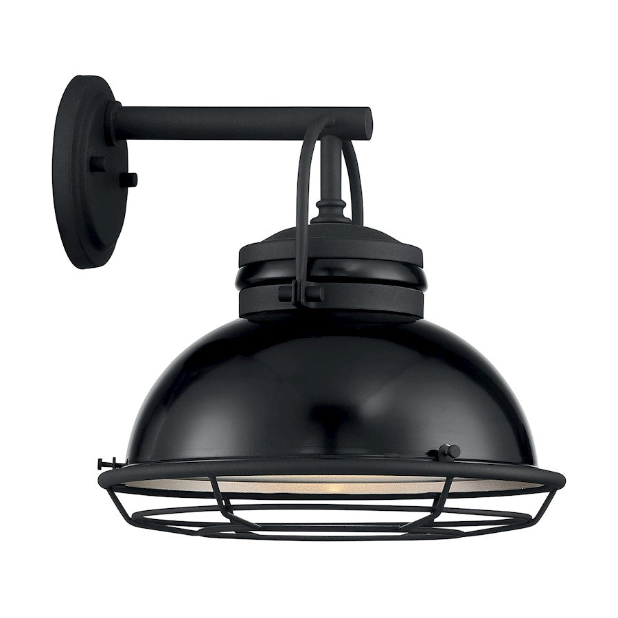 Nuvo Lighting Upton 12in 1-Light Wall Sconce | Nautical & Coastal Gloss Black and Silver | Indoor & Covered Patio | 12 x 12 in | Model 60-7062