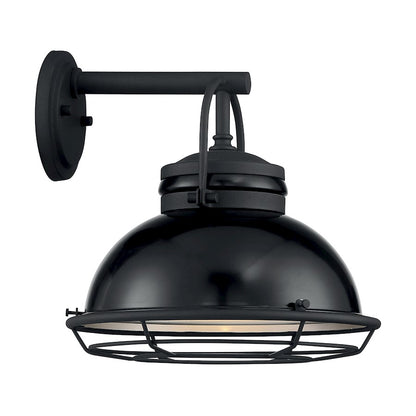 Nuvo Lighting Upton 12in 1-Light Wall Sconce | Nautical & Coastal Gloss Black and Silver | Indoor & Covered Patio | 12 x 12 in | Model 60-7062