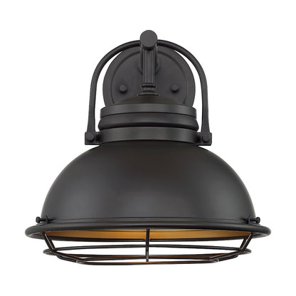 Nuvo Lighting Upton 12in 1-Light Wall Sconce | Nautical & Coastal Dark Bronze and Gold Finish | Covered Patio & Bathroom | 12 x 12 x 8 in | Model 60-7072