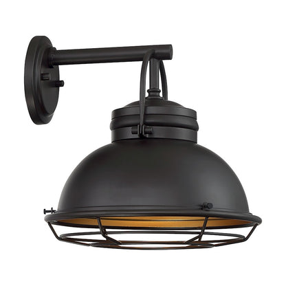 Nuvo Lighting Upton 12in 1-Light Wall Sconce | Nautical & Coastal Dark Bronze and Gold Finish | Covered Patio & Bathroom | 12 x 12 x 8 in | Model 60-7072