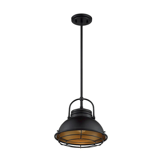Nuvo Lighting Upton 12in 1-Light Pendant | Nautical & Coastal Dark Bronze and Gold | Kitchen Island & Dining Room | Damp Rated, 12 x 12 x | Model 60-7074