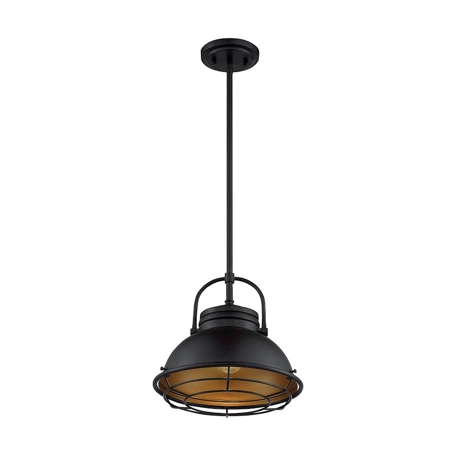 Nuvo Lighting Upton 12in 1-Light Pendant | Nautical & Coastal Dark Bronze and Gold | Kitchen Island & Dining Room | Damp Rated, 12 x 12 x | Model 60-7074