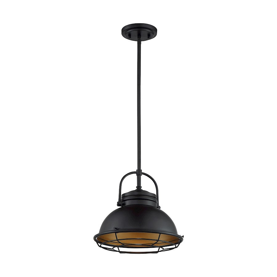 Nuvo Lighting Upton 12in 1-Light Pendant | Nautical & Coastal Dark Bronze and Gold | Kitchen Island & Dining Room | Damp Rated, 12 x 12 x | Model 60-7074