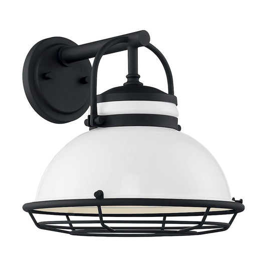 Nuvo Lighting Upton 12in 1-Light Wall Sconce | Nautical & Coastal Gloss White and Textured Black | Indoor & Covered Patio | 12 x 12 in | Model 60-7082