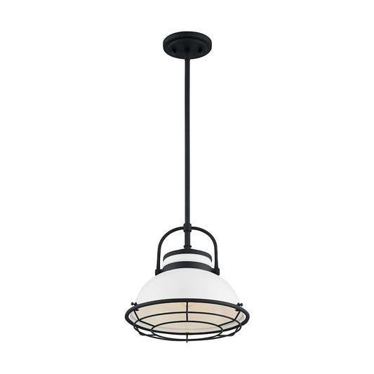 Nuvo Lighting Upton 12in 1-Light Pendant | Nautical & Coastal Gloss White and Black Accents | Kitchen Island & Dining Room | 12 x 12 x 11 | Model 60-7084
