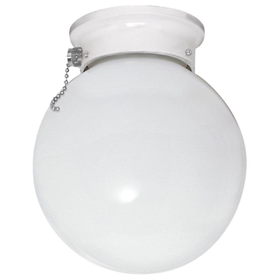 Nuvo Lighting 60-712 6in 1-Light Flush Mount | Traditional White Finish and White Glass | Bathroom & Hallway Ceiling Light | 6 x 6 x 7 in | Model 60-712