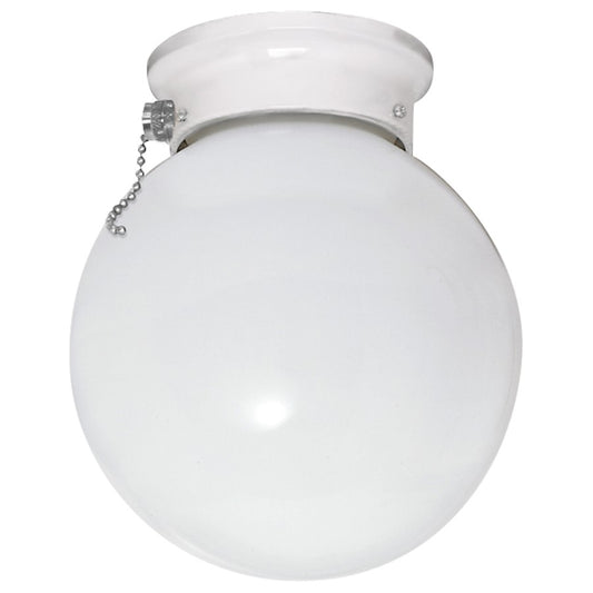 Nuvo Lighting 60-712 6in 1-Light Flush Mount | Traditional White Finish and White Glass | Bathroom & Hallway Ceiling Light | 6 x 6 x 7 in | Model 60-712