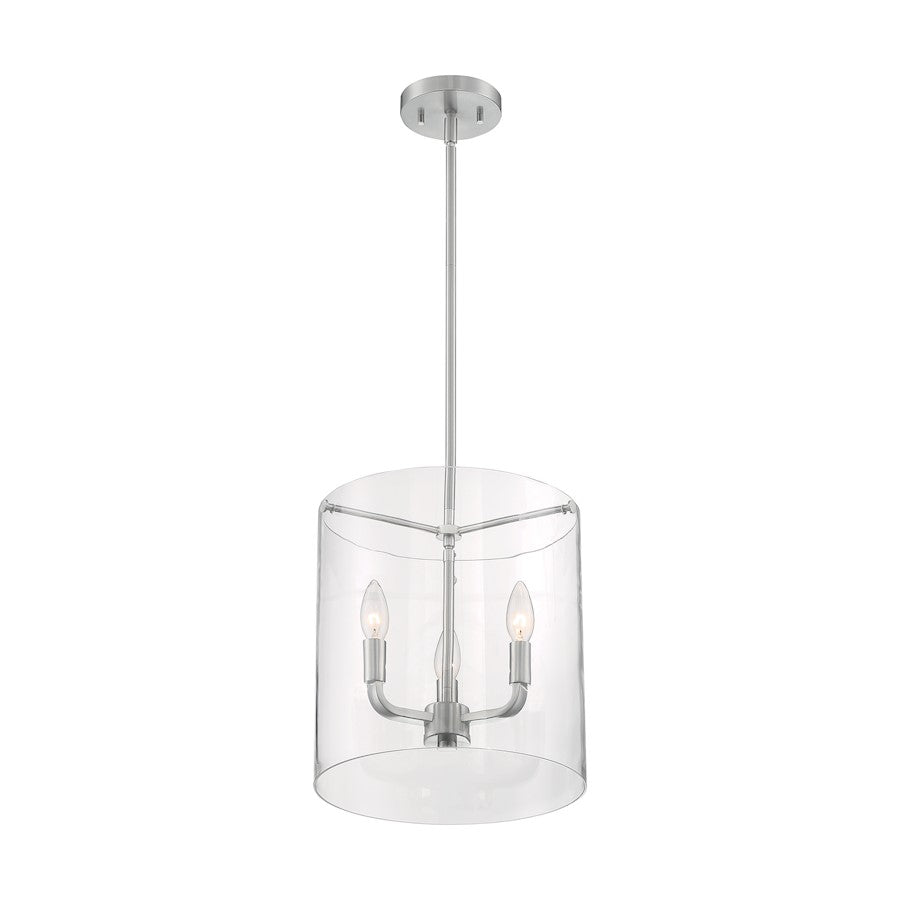 3 Light Pendant, Clear Glass