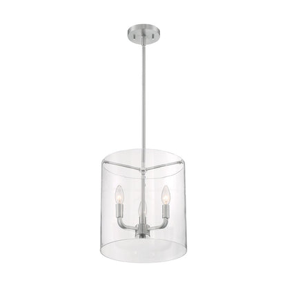 3 Light Pendant, Clear Glass