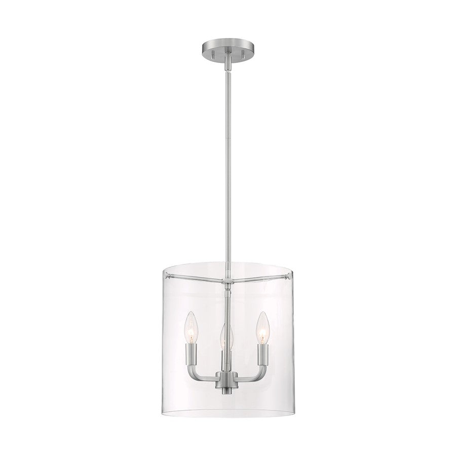3 Light Pendant, Clear Glass