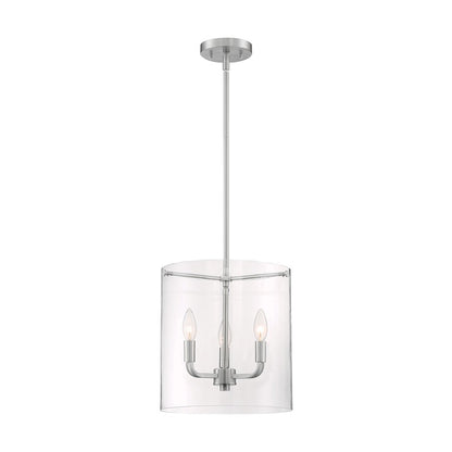 3 Light Pendant, Clear Glass